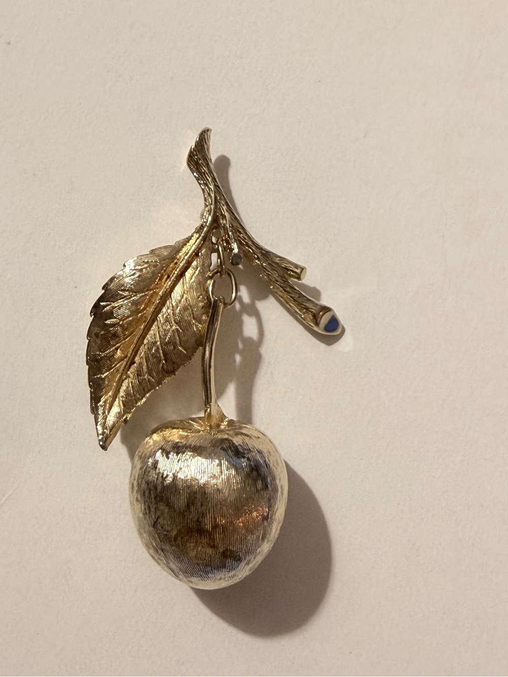 Gold-Tone Cherry Leaf Brooch - Women's Fashion Pin